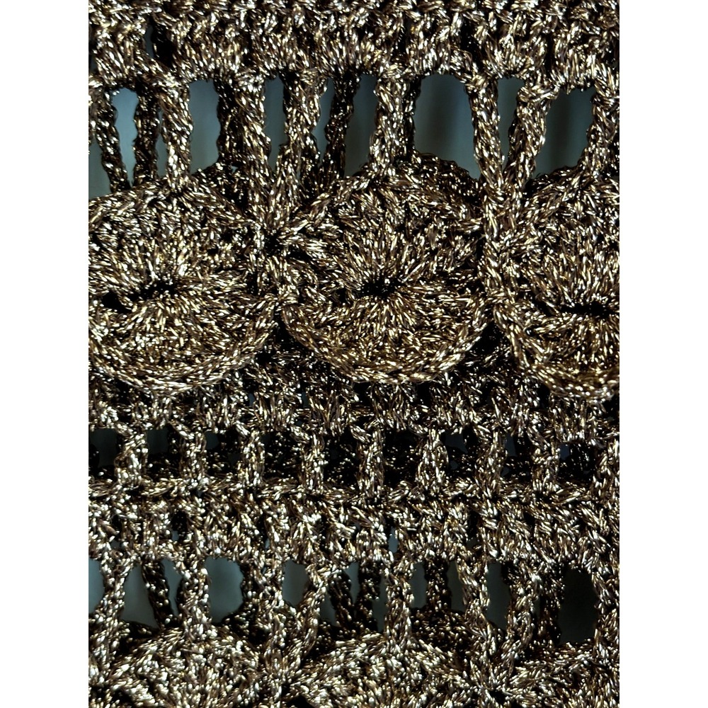Topshop Women's Metallic Open Knit Crochet Cardigan Sweater Bronze Copper S - Picture 10 of 13